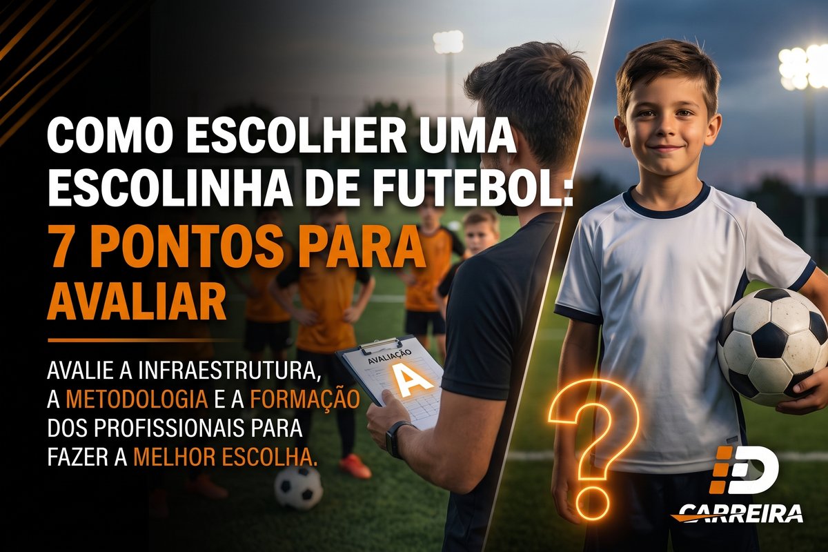 Pai avaliando escolinha de futebol infantil observando treino do filho