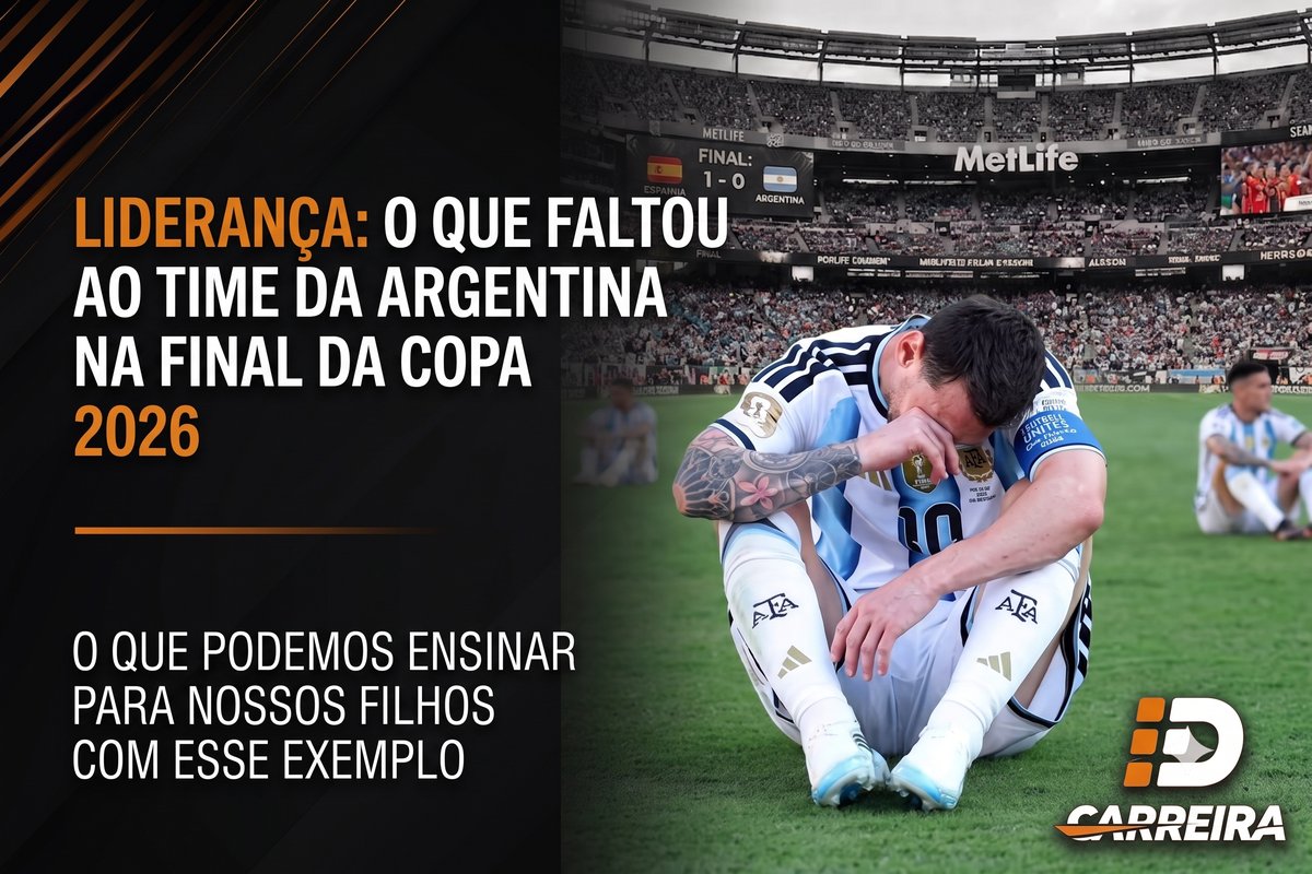 Ilustração de jogador de futebol abatido em campo após perder uma final de Copa do Mundo