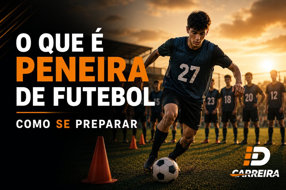 Jovem atleta driblando durante peneira de futebol