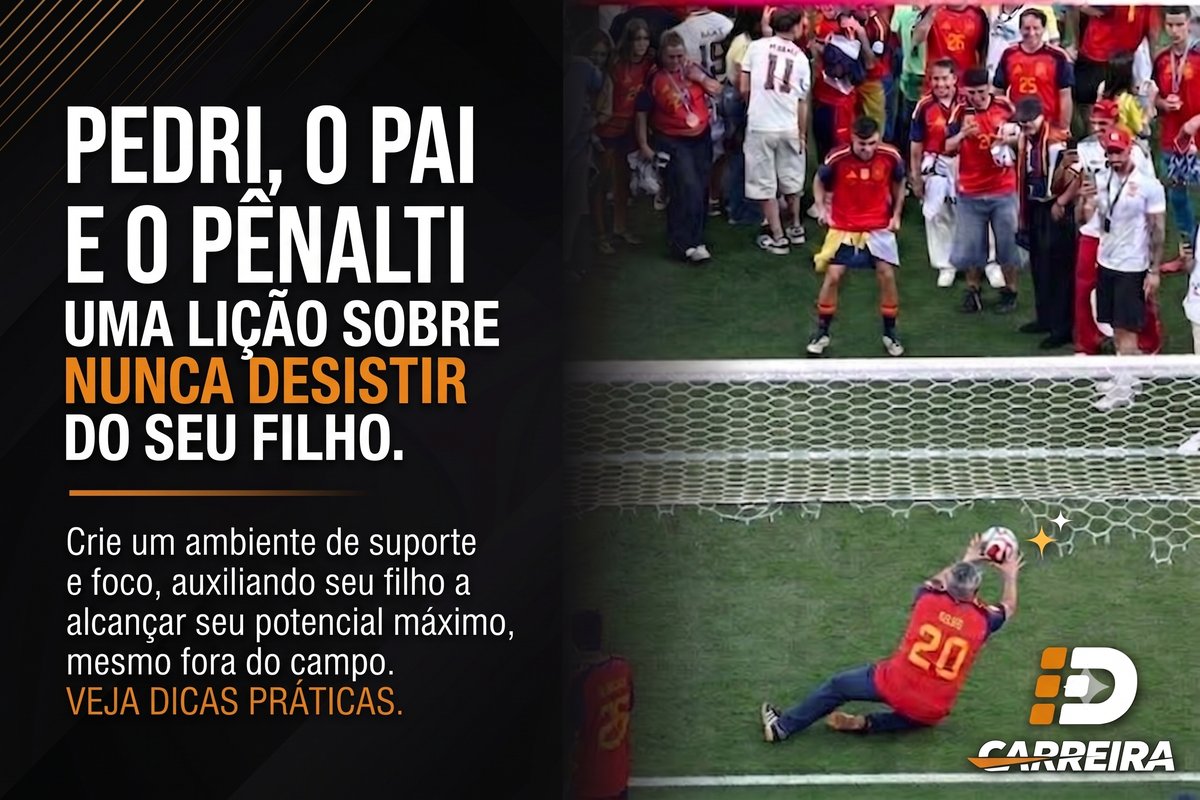 Pai de jogador defendendo um pênalti simbólico em campo durante a comemoração de um título